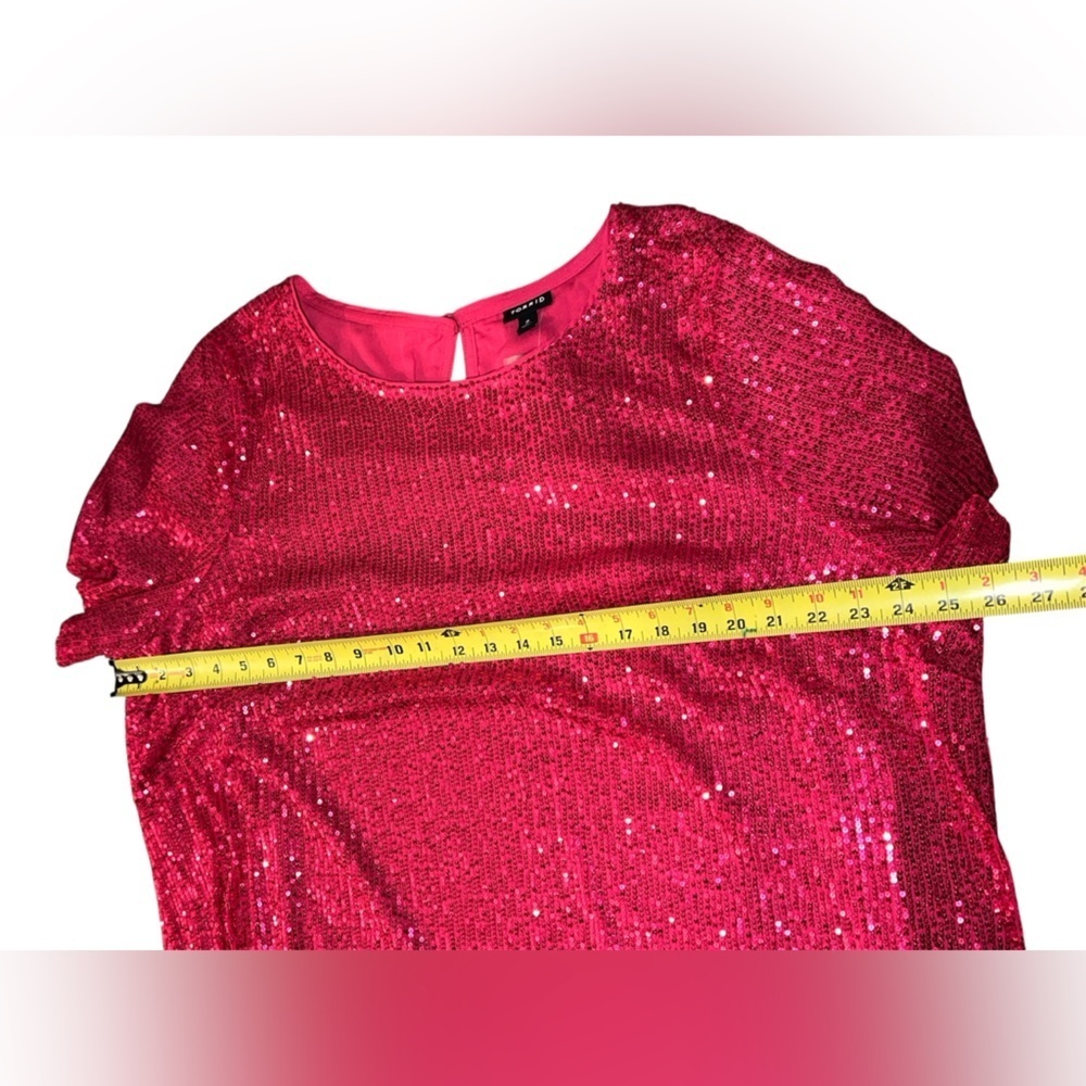 NWT Torrid Magenta Pink Sequin Abbey Short Sleeve Top Size 2 - Picture 7 of 10